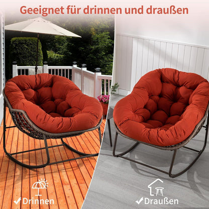 2x Schaukelstuhl Set – Bequemer Papasan Sessel für Terrasse & Wohnzimmer