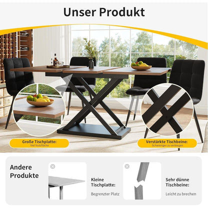 Ausziehbarer Esstisch Schwarz – Rechteckiger Küchentisch 120-160x80 cm