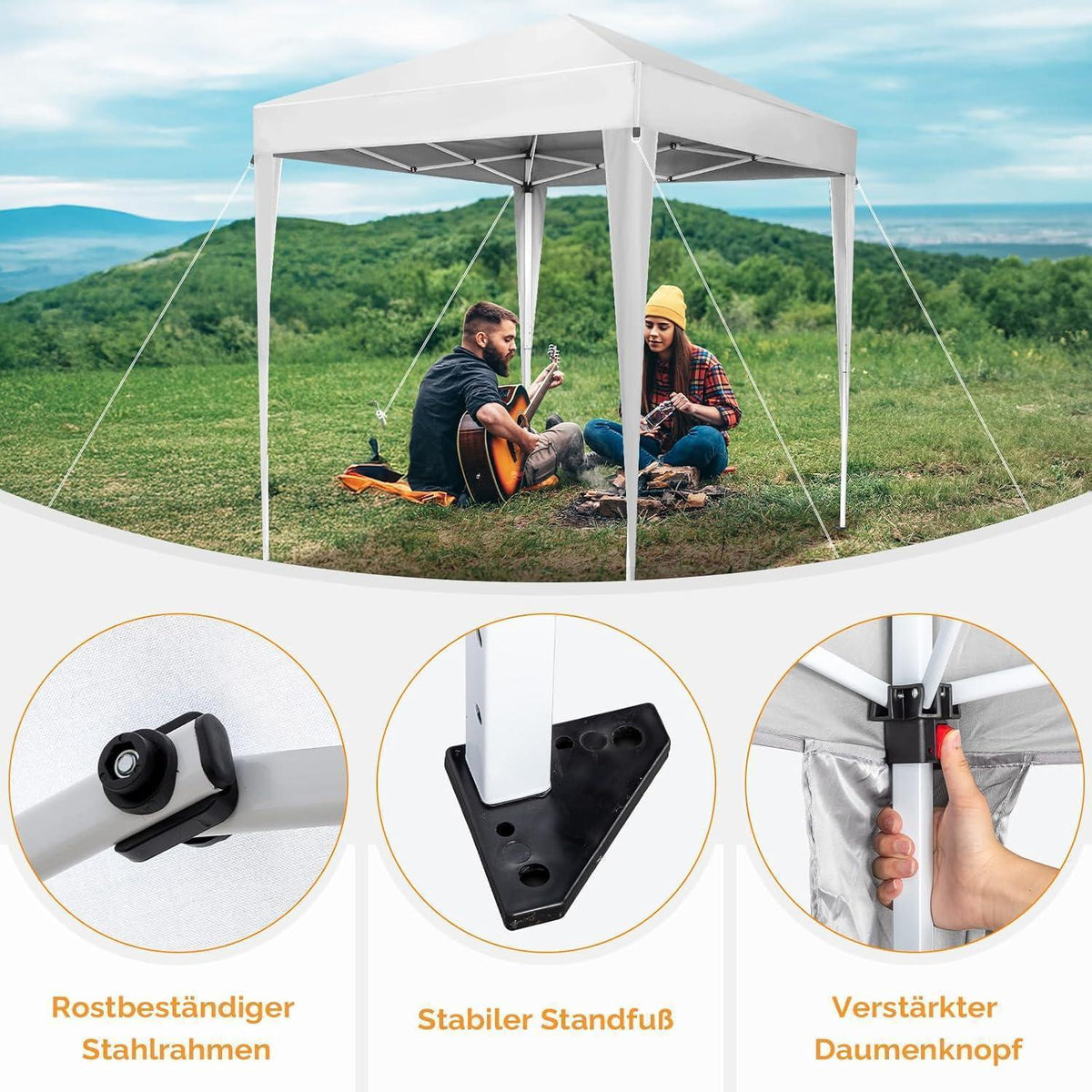 Faltpavillon 2x2m – Wasserdicht & Höhenverstellbar mit Zubehör