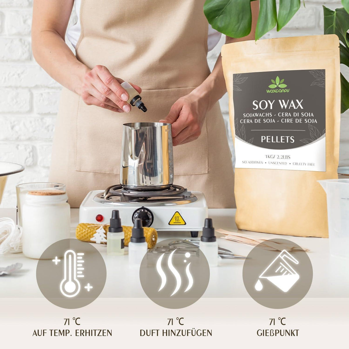 Premium Sojawachs für Kerzen – 15kg, 100% Natur