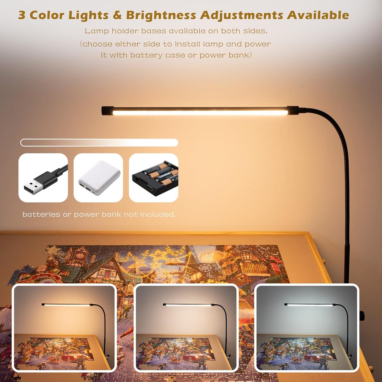 Puzzletisch mit LED-Licht und höhenverstellbarem Holzplateau