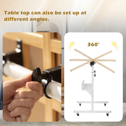 Puzzletisch mit LED-Licht und Winkelverstellung, Holzplateau, Rollenrädern