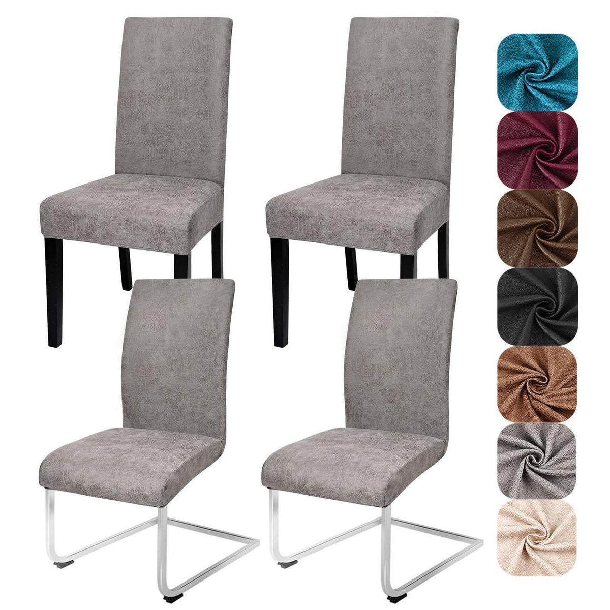 Stretch Stuhlhussen Set 4er Grau – Abnehmbar & Waschbar