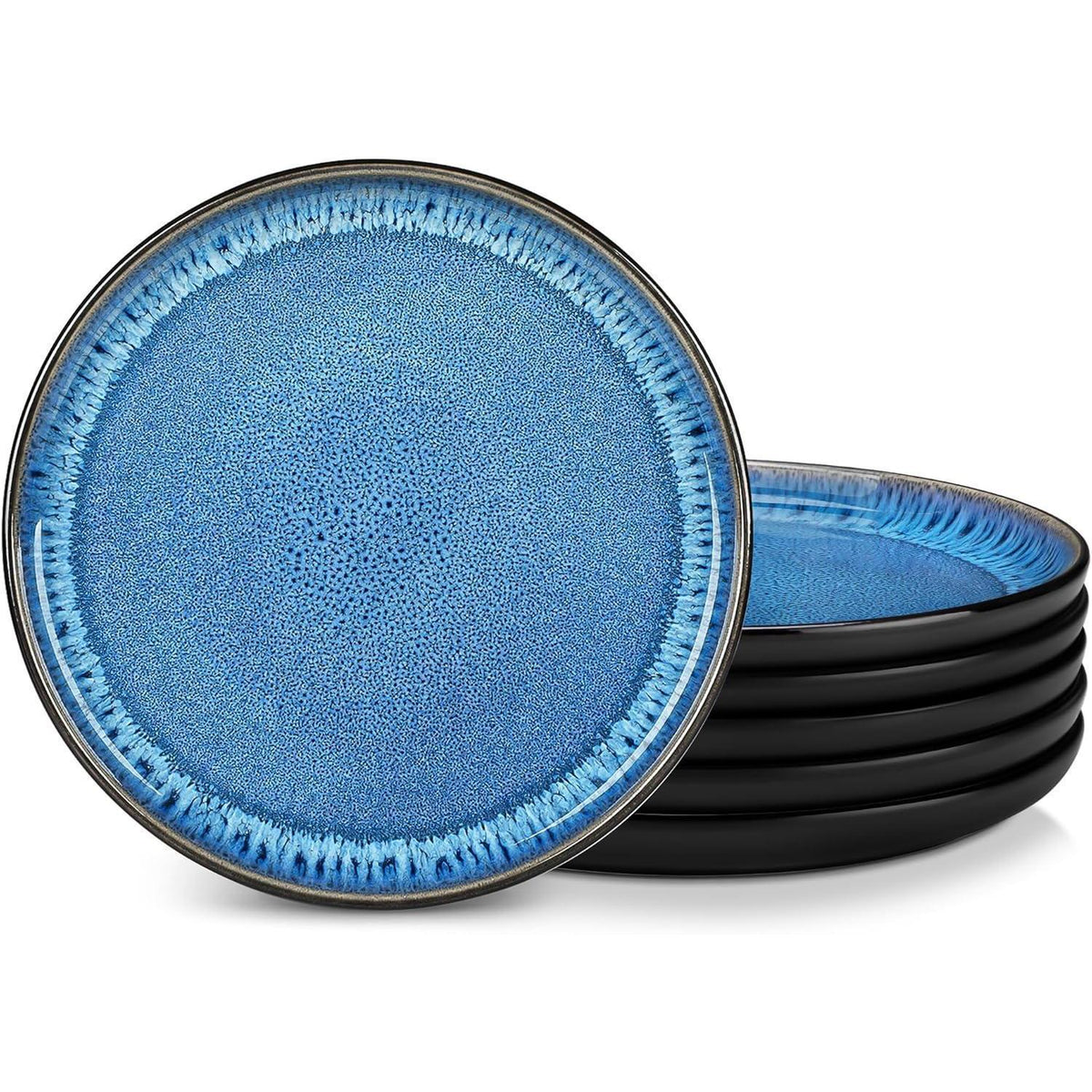 Steingut Geschirrset 18tlg für 6 Personen, Blau, Mediterranes Design