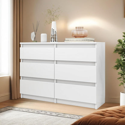 Weißes Schlafzimmer-Regal mit 6 Schubladen (100x30x70cm)