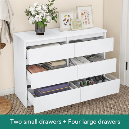Weißes Schlafzimmer-Regal mit 6 Schubladen (100x30x70cm)
