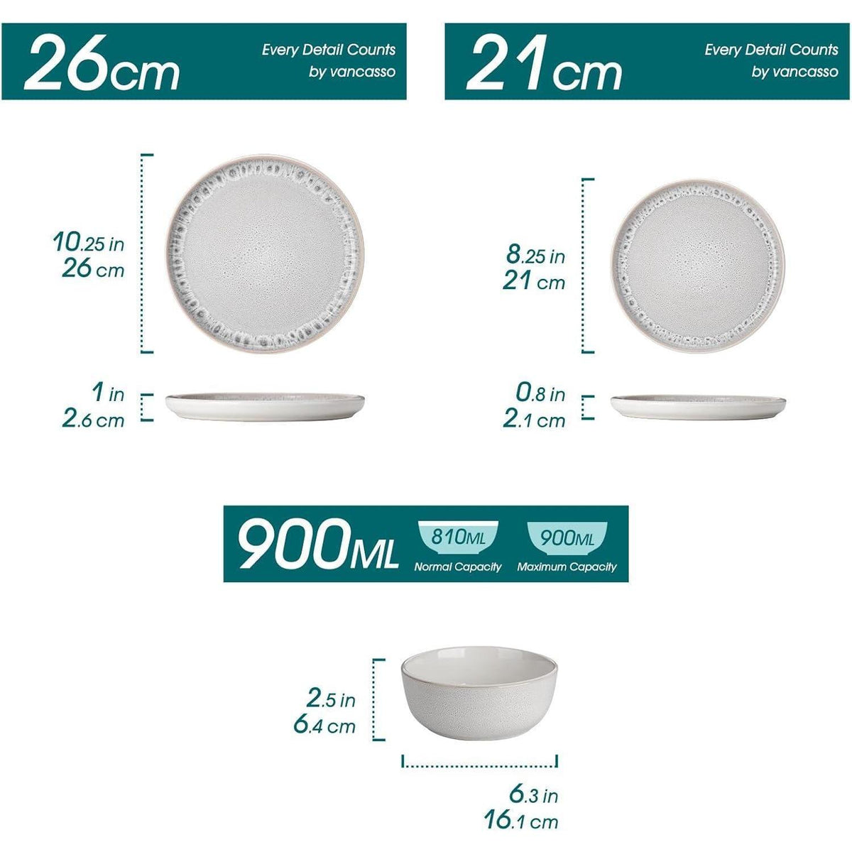 Steingut Geschirrset 36tlg für 12 Personen, Beige