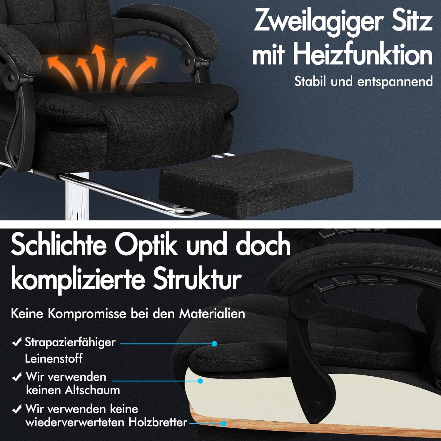 Bürostuhl mit Massagefunktion und ergonomischem Design, große