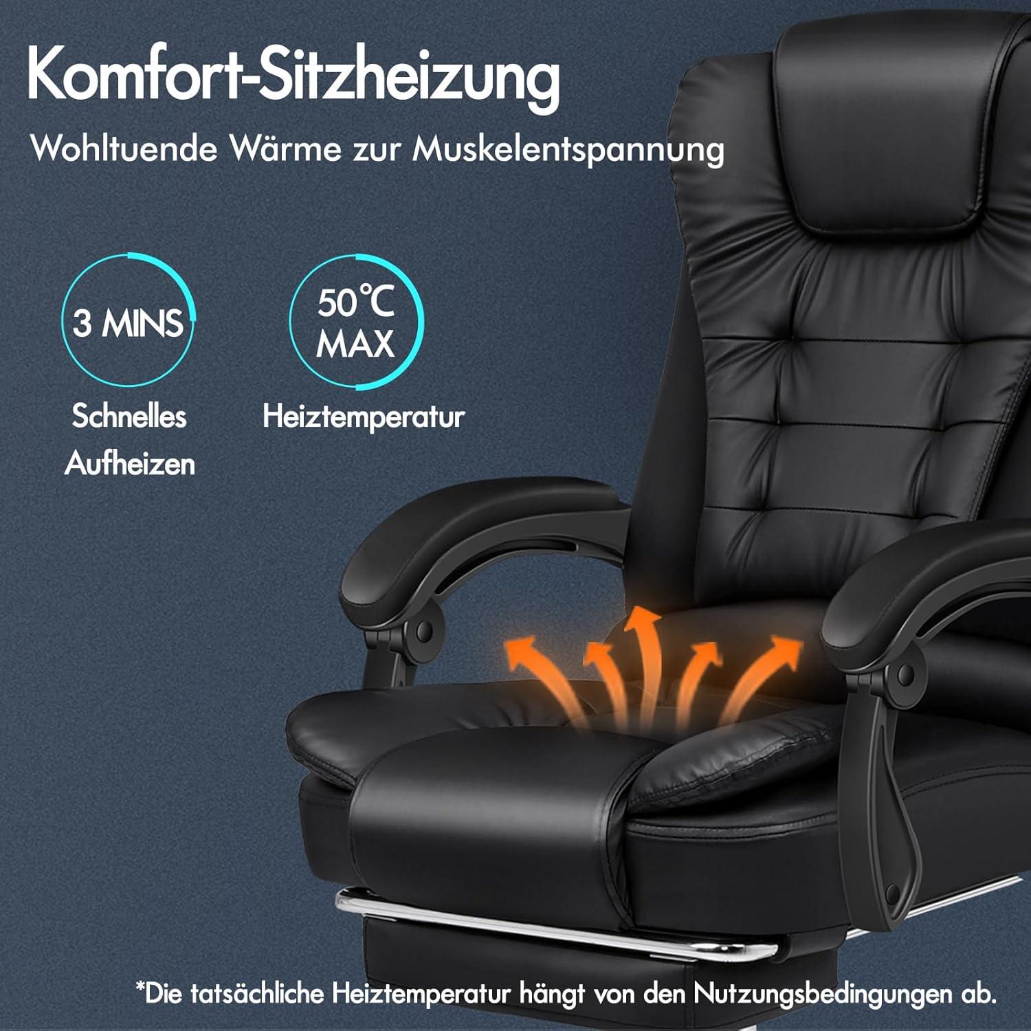 Moderner ALFORDSON Bürostuhl mit Massagefunktion & Lendenwirbelstütze