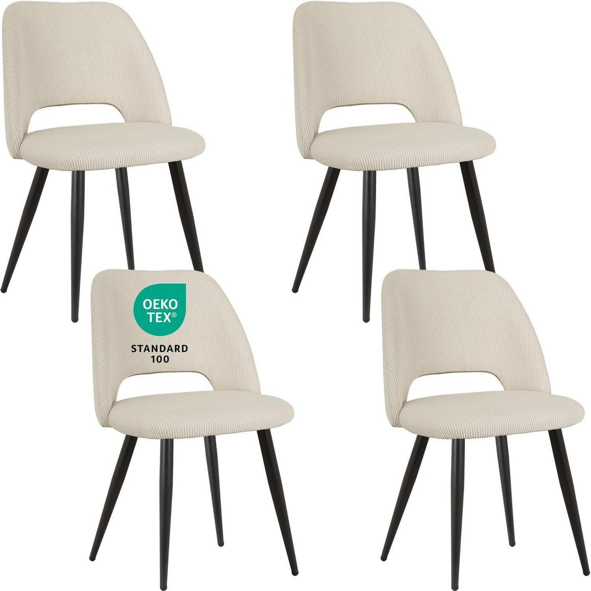 Esszimmerstühle 4er Set, Samt, Beige – Modern & Komfortabel