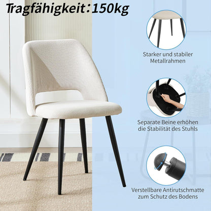 Esszimmerstühle 4er Set, Samt, Beige – Modern & Komfortabel