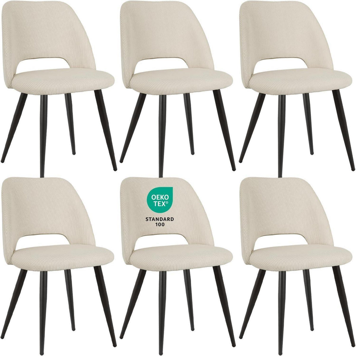 Esszimmerstühle 6er Set, Samt, Beige – Modern & Komfortabel