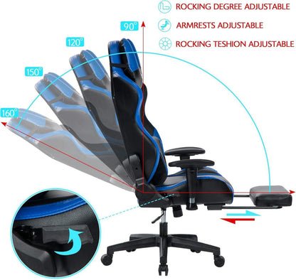 KCREAM Gaming Stuhl 200kg Belastbarkeit Ergonomischer PC Stuhl Blau