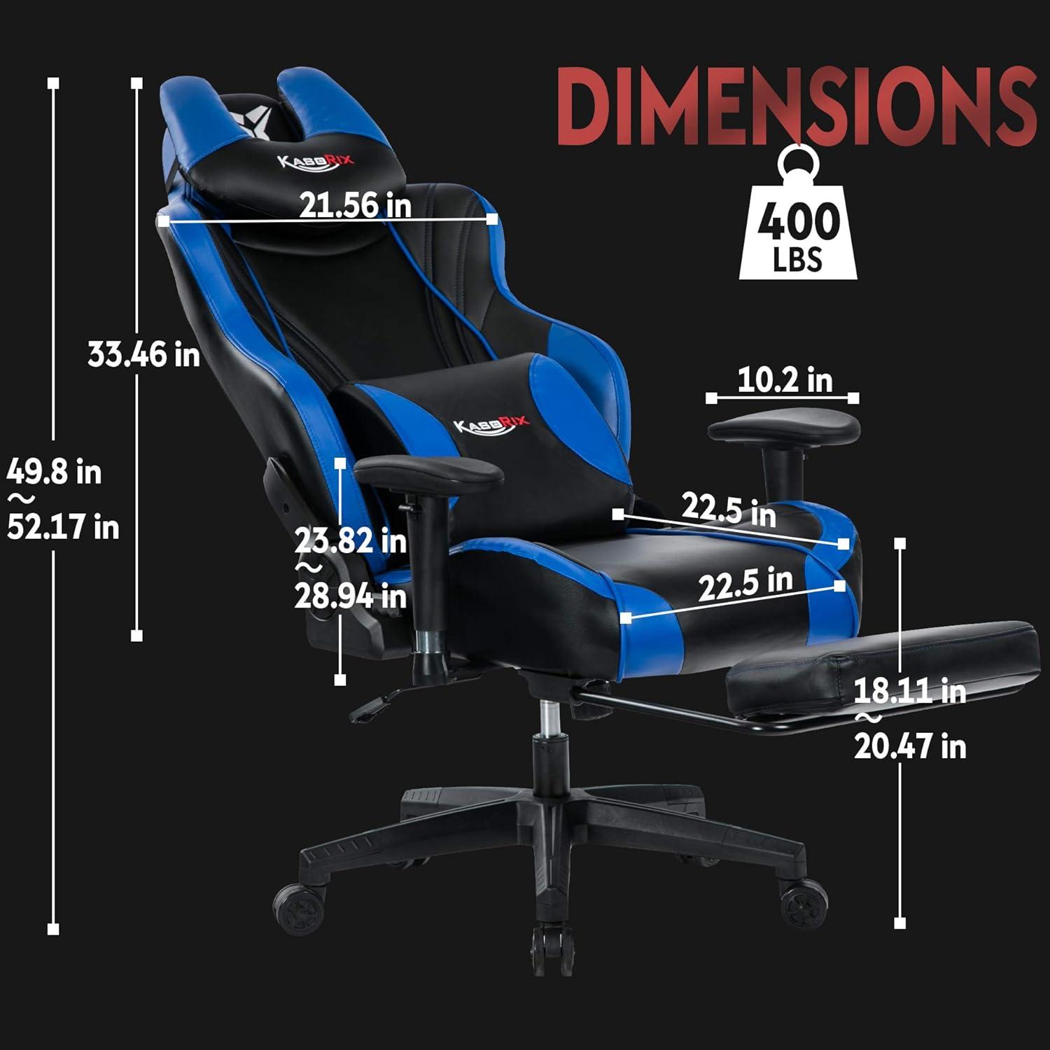 Gaming Stuhl 200kg Belastbarkeit Ergonomischer Sessel Blau