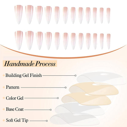 24er Pack Stiletto Press on Nails Falsche Nägel Farbverlauf Akrylnägel
