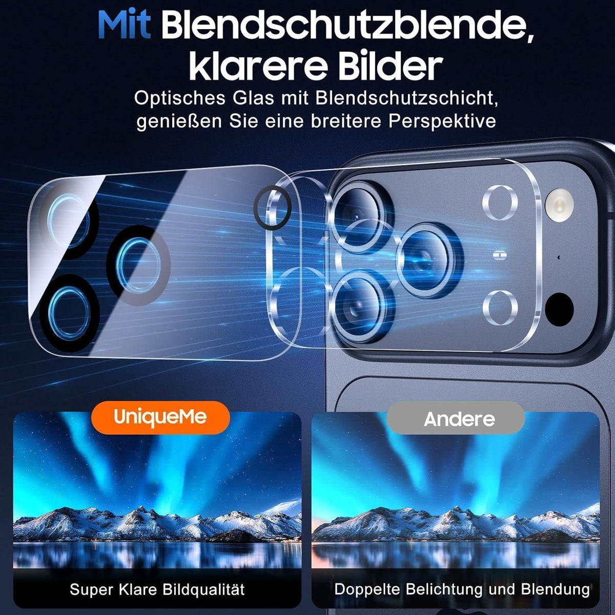 iPhone 17 Pro Max Kameraschutz - 3er Pack, Kratzfest & Klar