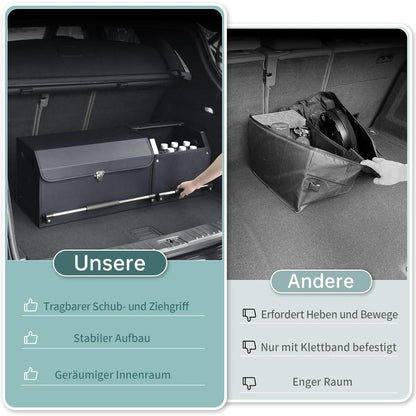 Auto Kofferraum Organizer mit Deckel – XXL Aufbewahrungsbox in Lederoptik