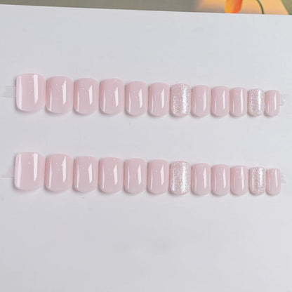 24 Nägel Press on Nails Glitzer, Selbstklebende Kunstnägel Glossy für Frauen & Mädchen