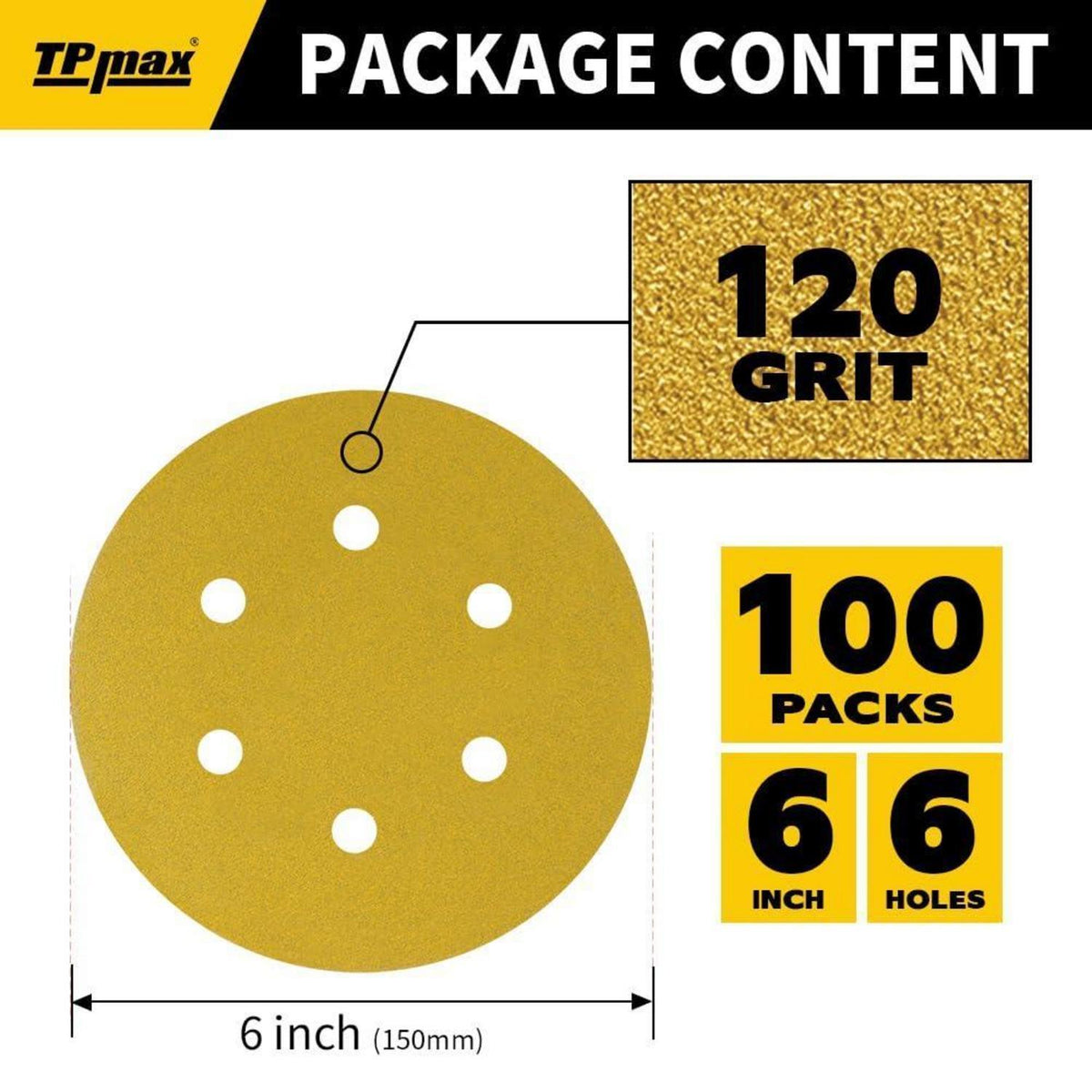 100x Schleifscheiben 150mm 120 Körnung Klett für Exzenterschleifer