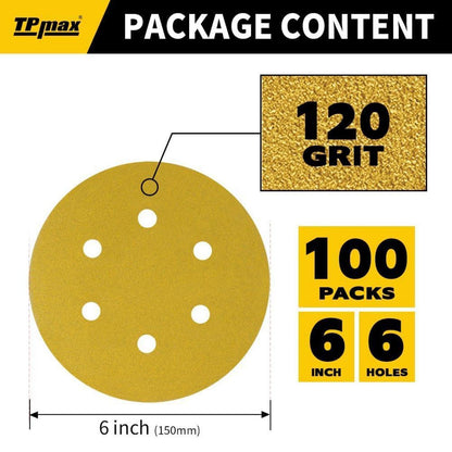 100x Schleifscheiben 150mm 120 Körnung Klett für Exzenterschleifer