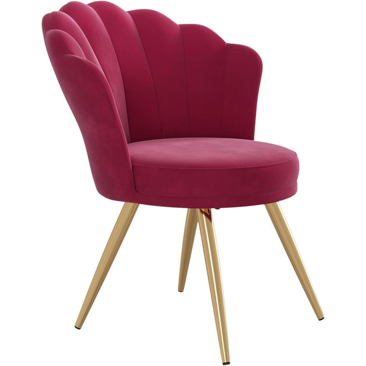Samt Esszimmerstuhl Muschelsessel Rot x 2 mit Goldbeinen