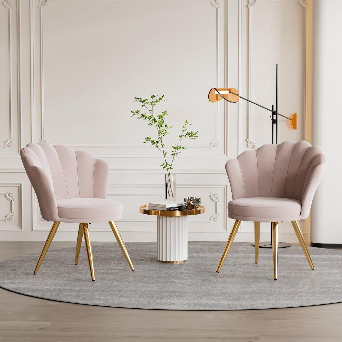 Samt Esszimmerstuhl mit Armlehnen | Pink | Elegant & Komfortabel