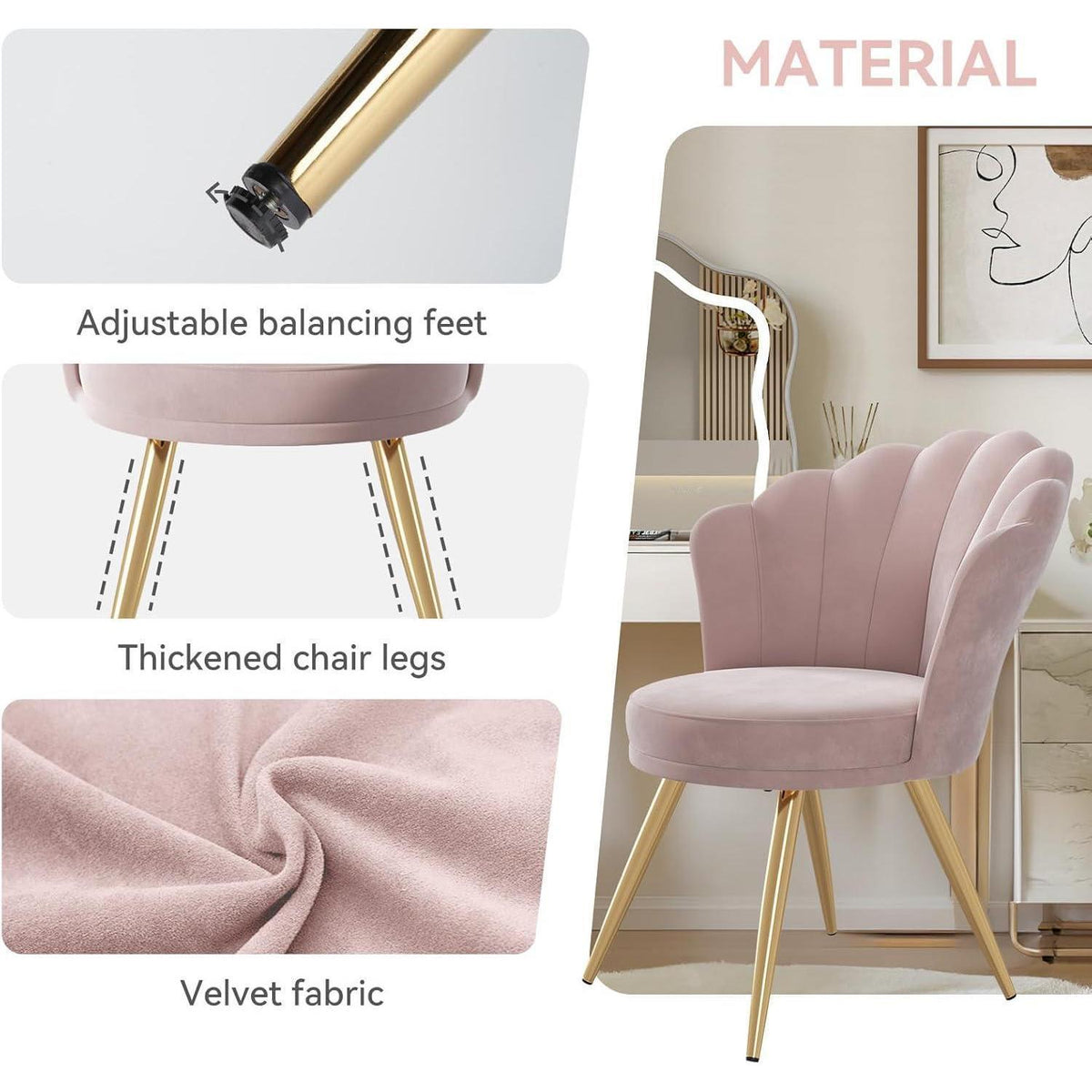 Samt Esszimmerstuhl mit Armlehnen | Pink | Elegant & Komfortabel