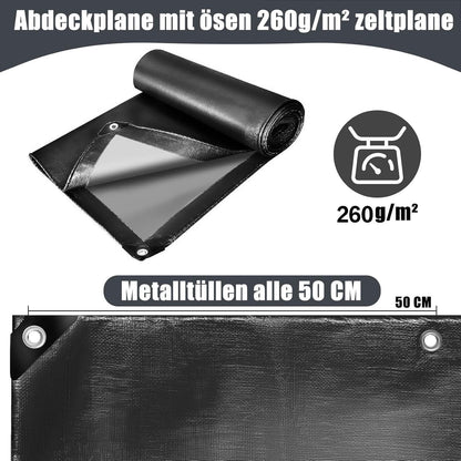 Schwarze Abdeckplane 3x6m – Robust, Wasserfest & Vielseitig