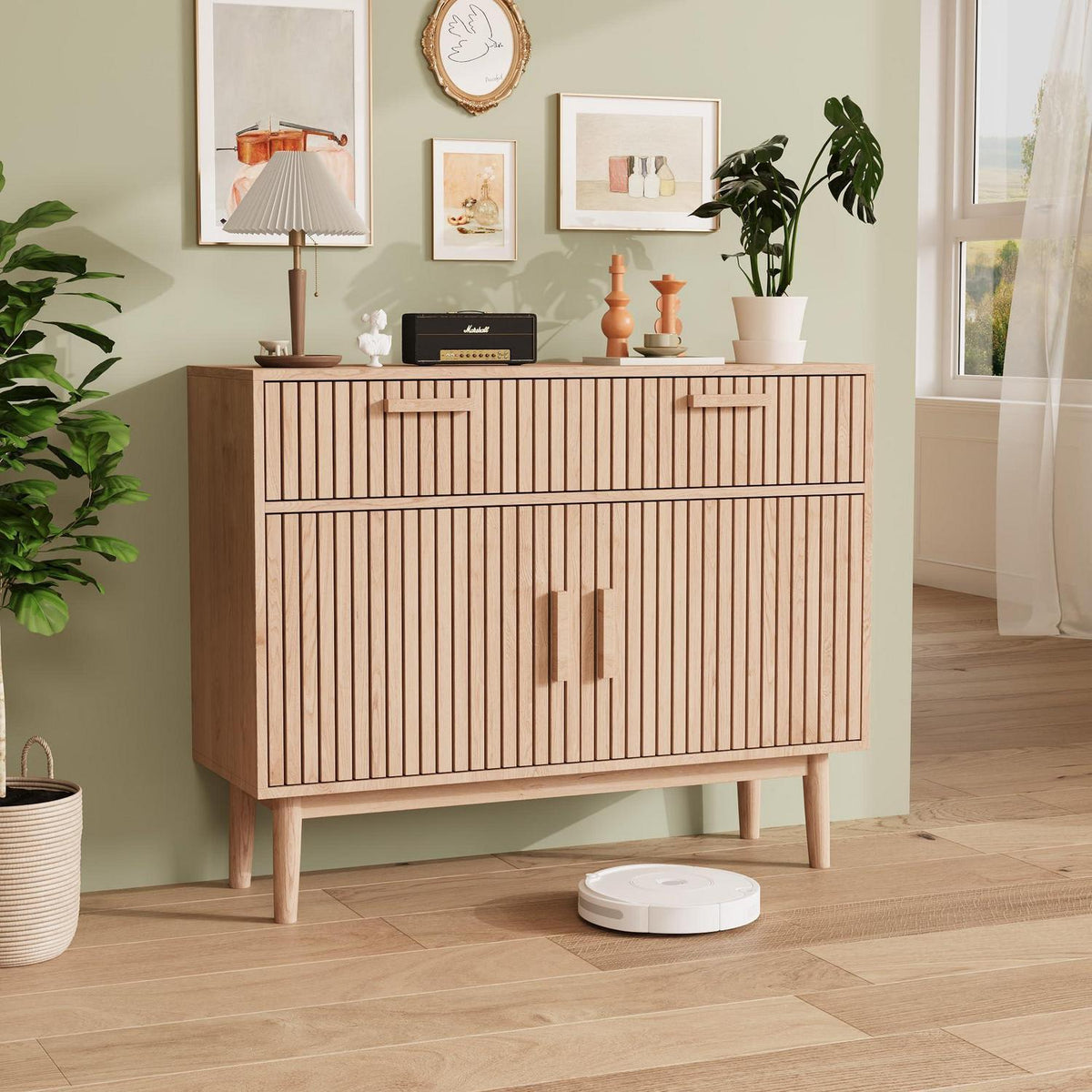 Holz Sideboard mit 2 Schubladen & 2 Türen – Küchenschrank & Anrichte
