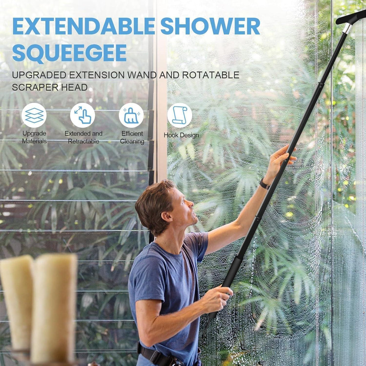 Duschabzieher Schwarz Teleskopstiel 29-120cm Fensterabzieher