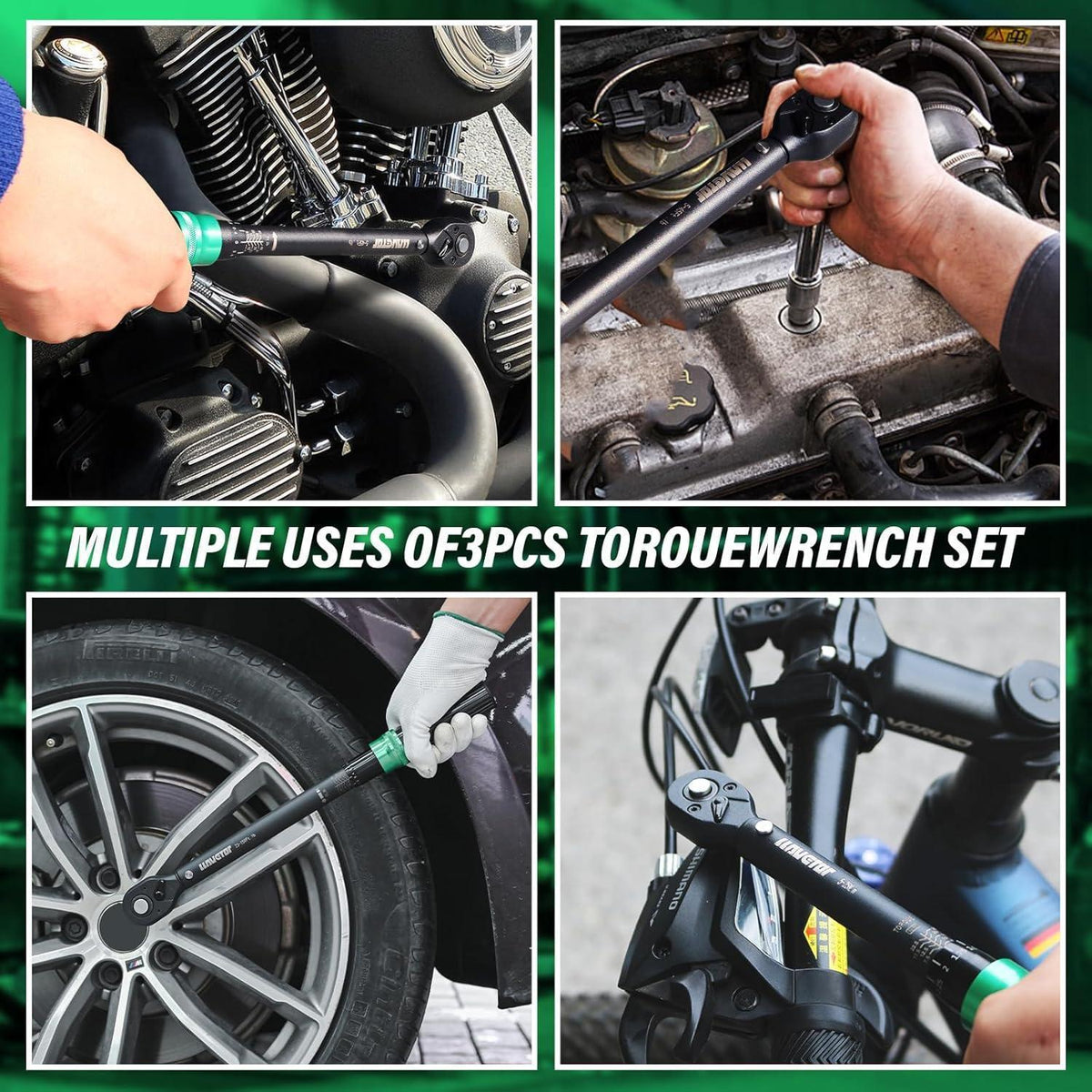 3-teiliges Drehmomentschlüssel Set für Auto, Fahrrad & Motorrad