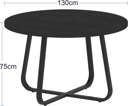 Runder Esstisch Holz-Metall Küchentisch Schwarz Eiche 130 x 75 cm