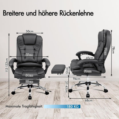 Ergonomischer Bürostuhl mit Wärmemassage Leinenstoff