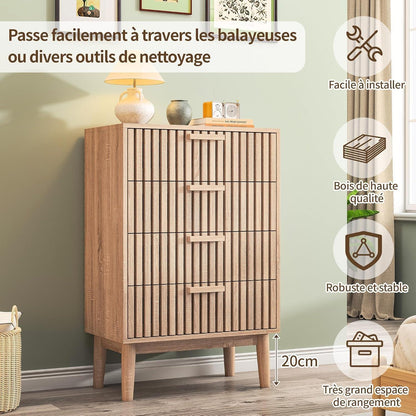 Kommode mit 4 Schubladen – Holzschrank für Schlafzimmer & Wohnzimmer
