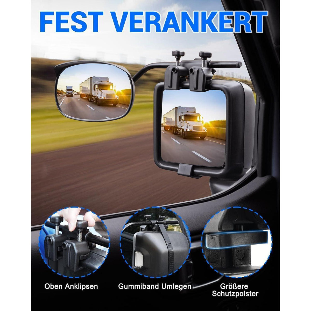 SUPAREE Wohnwagen Spiegel Set | Konvex, Regenabweiser, Universal