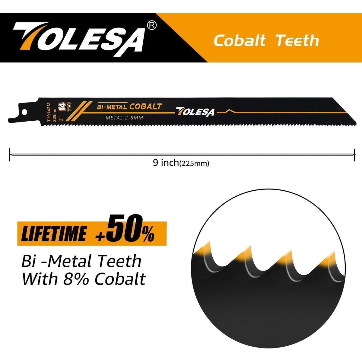 Säbelsägeblätter Bi-Metall 25tlg 225mm 14TPI für Metall