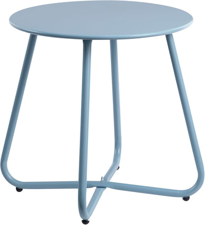 Kleiner runder Outdoor Beistelltisch, wetterfest, in Grau Blau