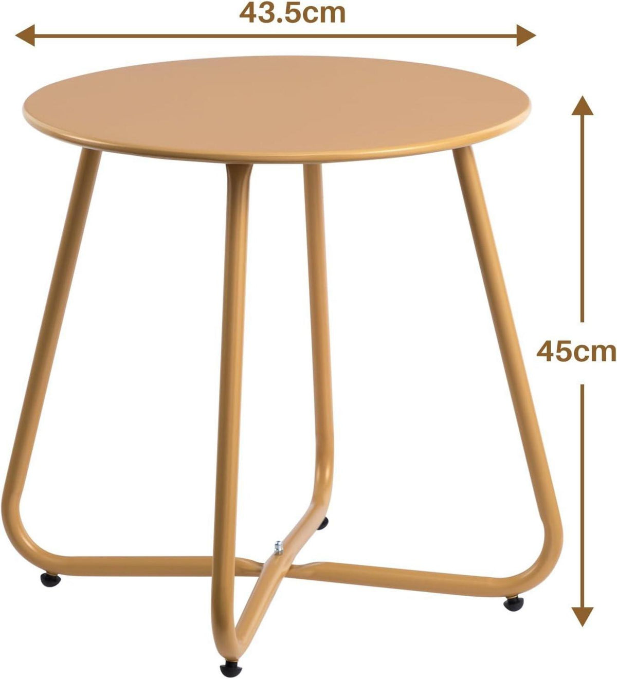 Terrassen-Beistelltisch Metall Rund Gold 43x43cm