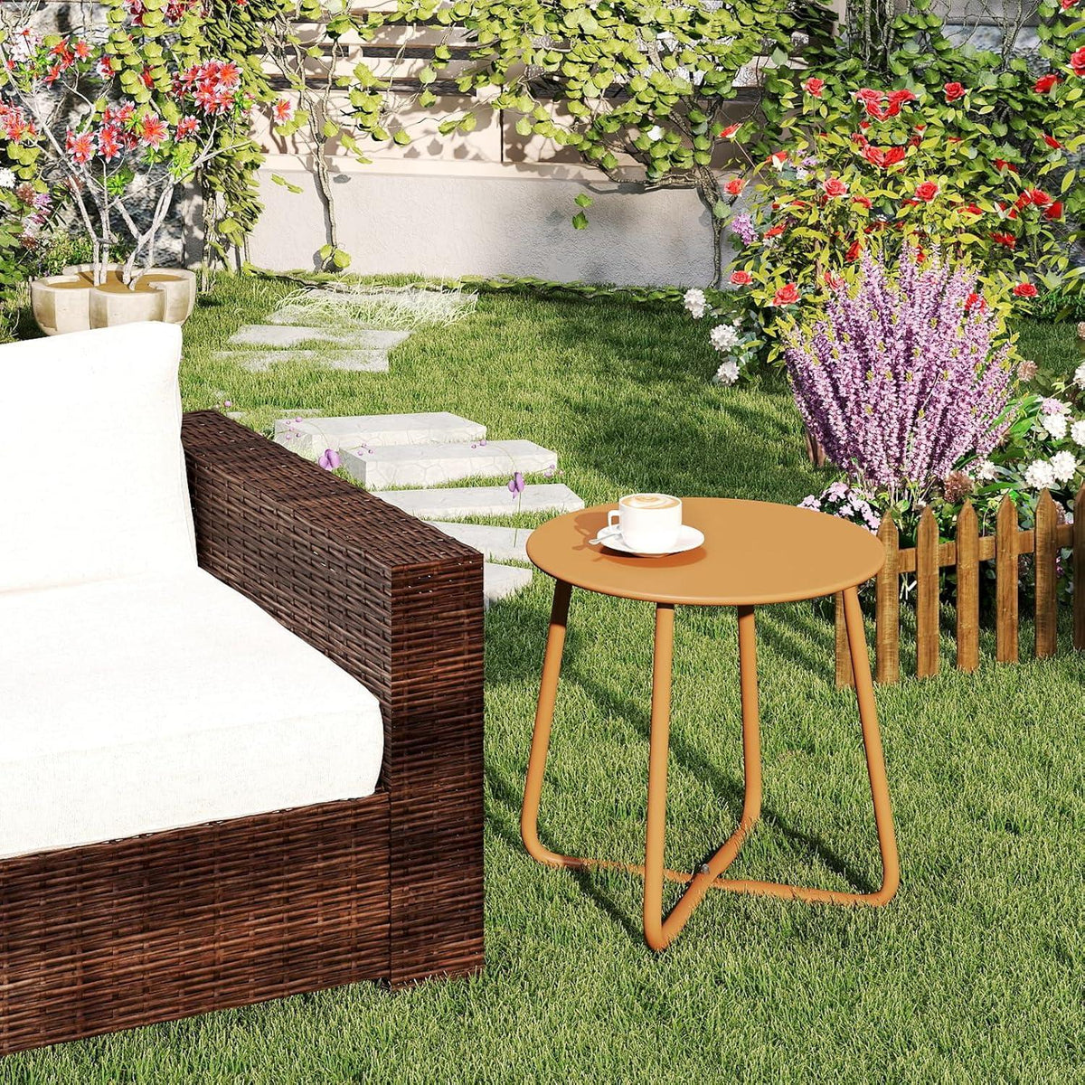 Beistelltisch Outdoor Balkontisch Rund Gold H43 cm T43 cm