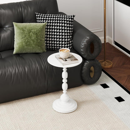 Runder Couchtisch 2er Set Metall Beistelltisch Weiß Retro-Stil