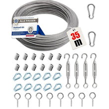 Stahlseil Set 35m mit Spannern & Haken für Rankhilfe, Wäscheleine, Sonnensegel