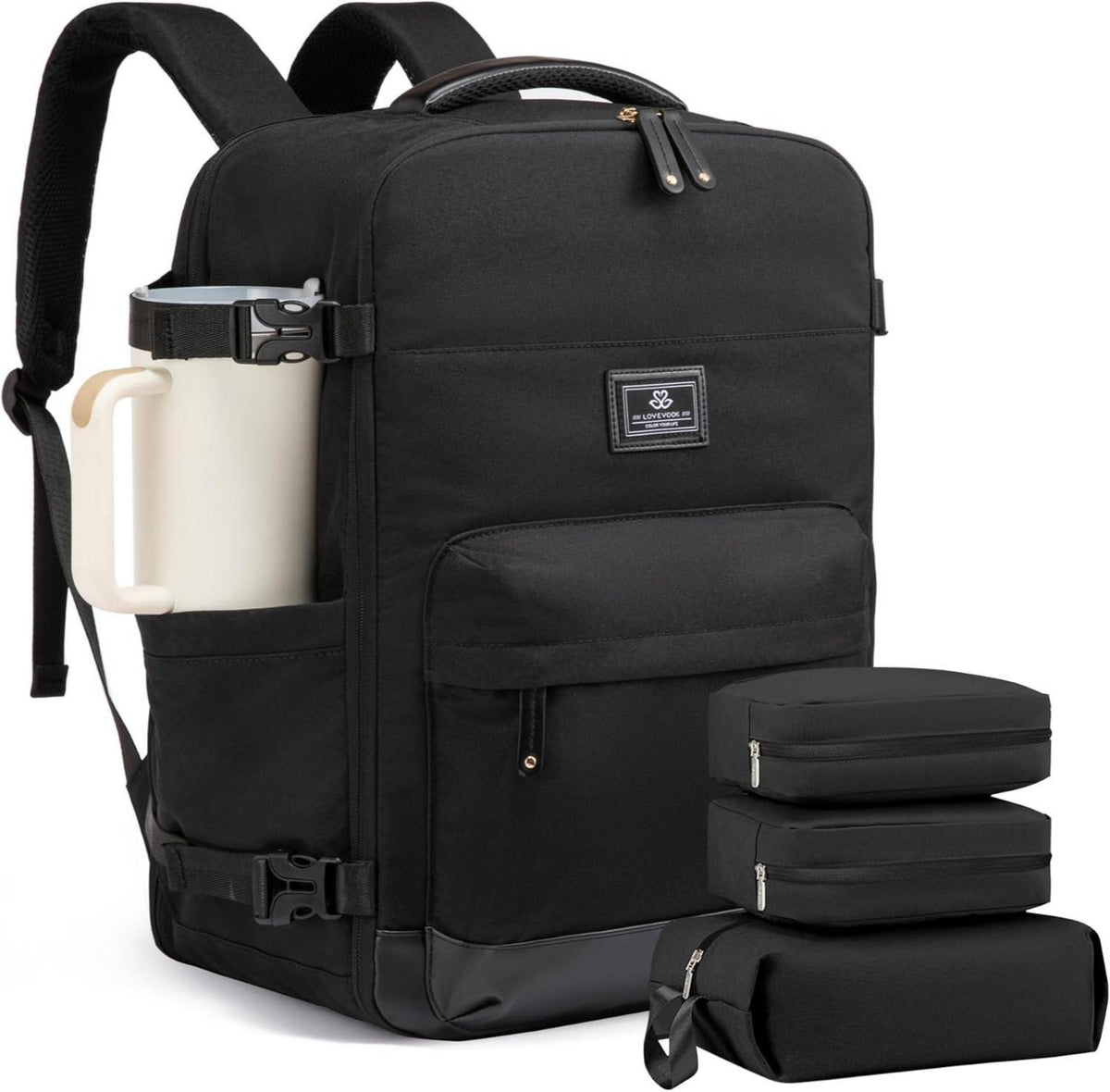 Handgepäck Rucksack 45L Reiserucksack 17,3 Zoll Laptop Schwarz