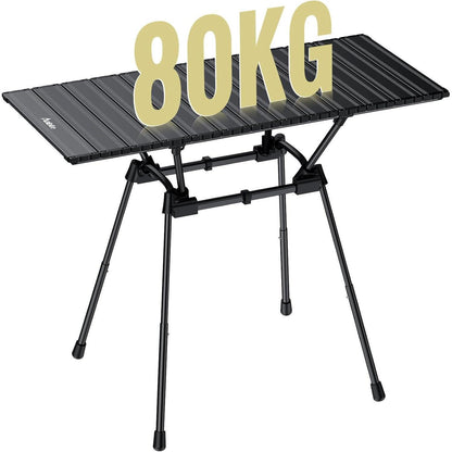 Aluminium Campingtisch klappbar, 4 Höhen, 88x40cm, Schwarz