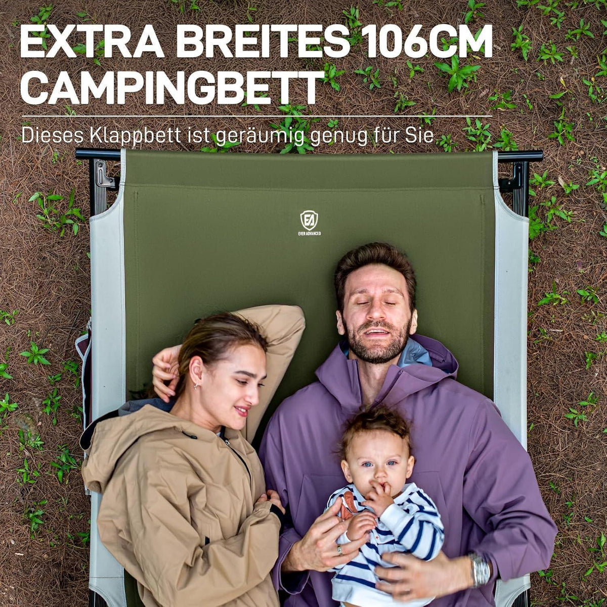 XXL Feldbett 214cm Grün 300kg belastbar klappbar für Camping