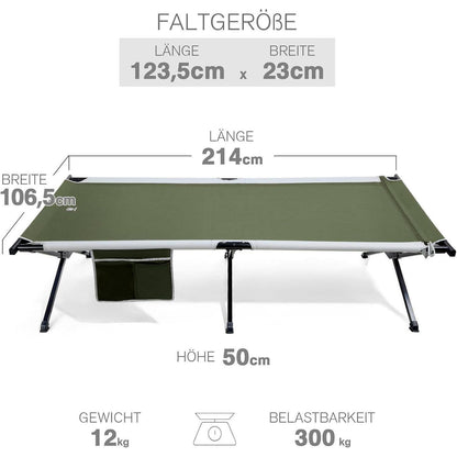 XXL Feldbett 214cm Grün 300kg belastbar klappbar für Camping