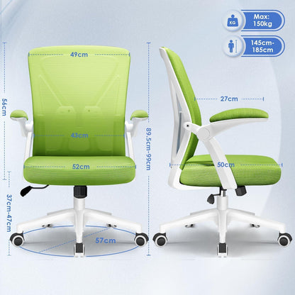 Ergonomischer Bürostuhl mit Lendenwirbelstütze, Netzstuhl, Grüner