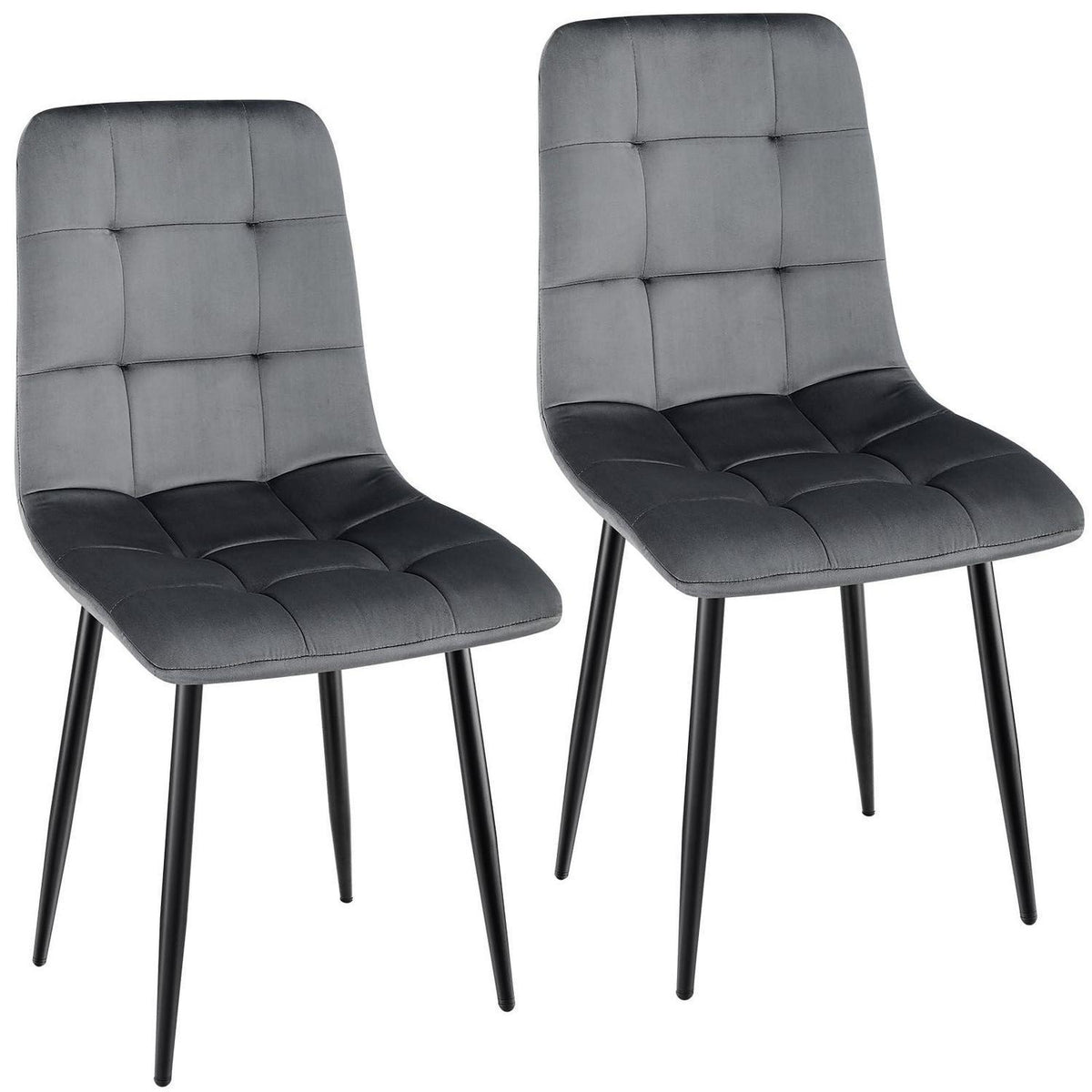 Gepolsterte Esszimmerstühle 2er Set, Dunkelgrau, Samt & Metall