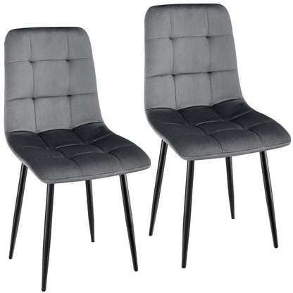 Gepolsterte Esszimmerstühle 2er Set, Dunkelgrau, Samt & Metall