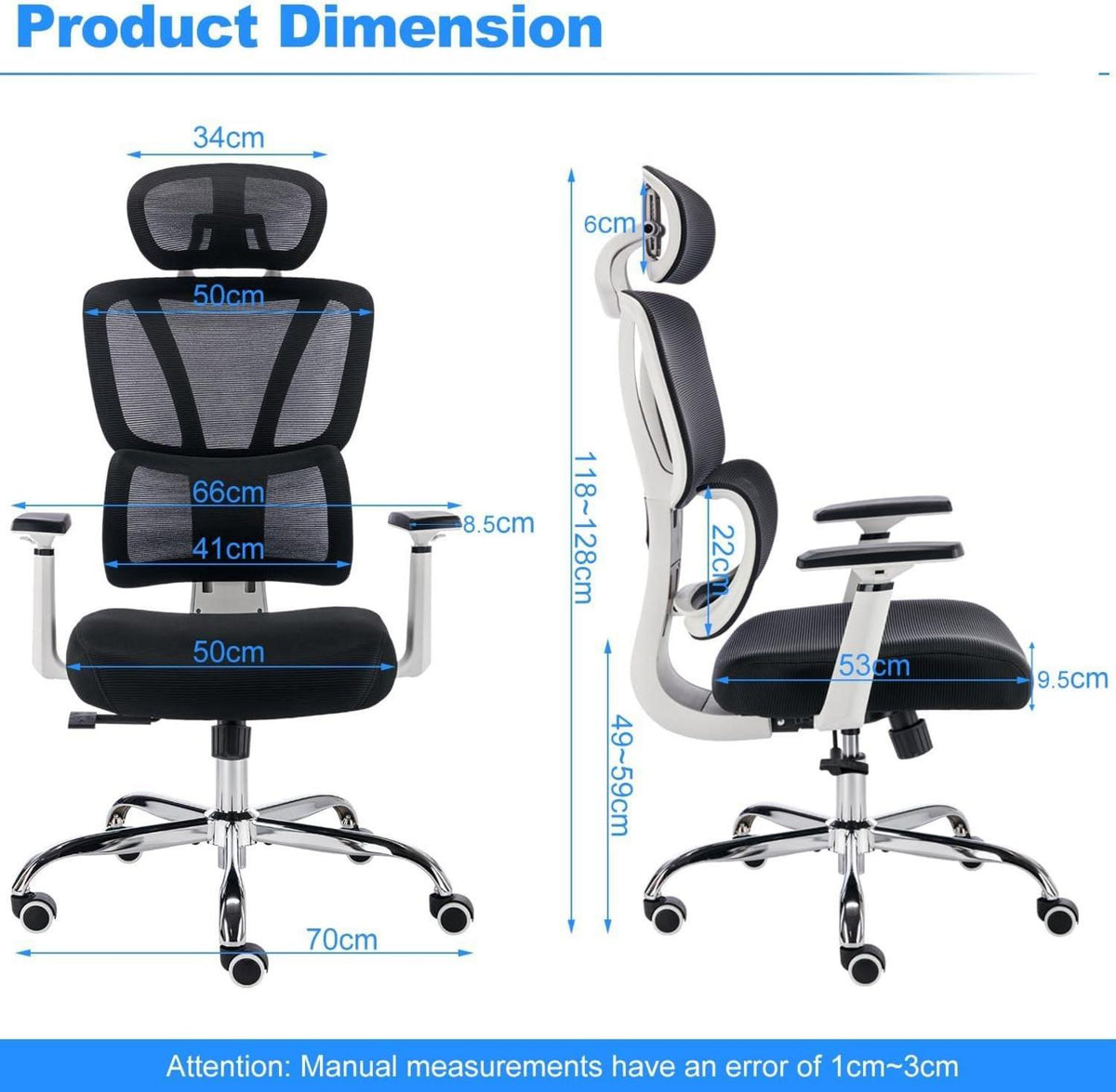 Ergonomischer Bürostuhl 200KG, verstellbare