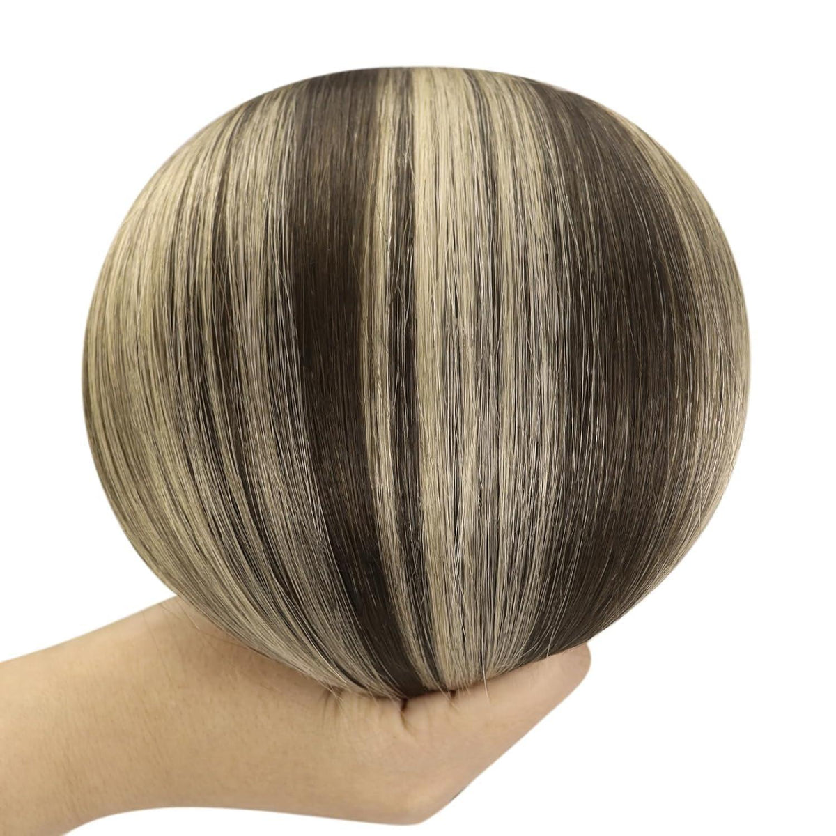 Clip-in Echthaar Extensions Ombre Braun Aschblond 55cm